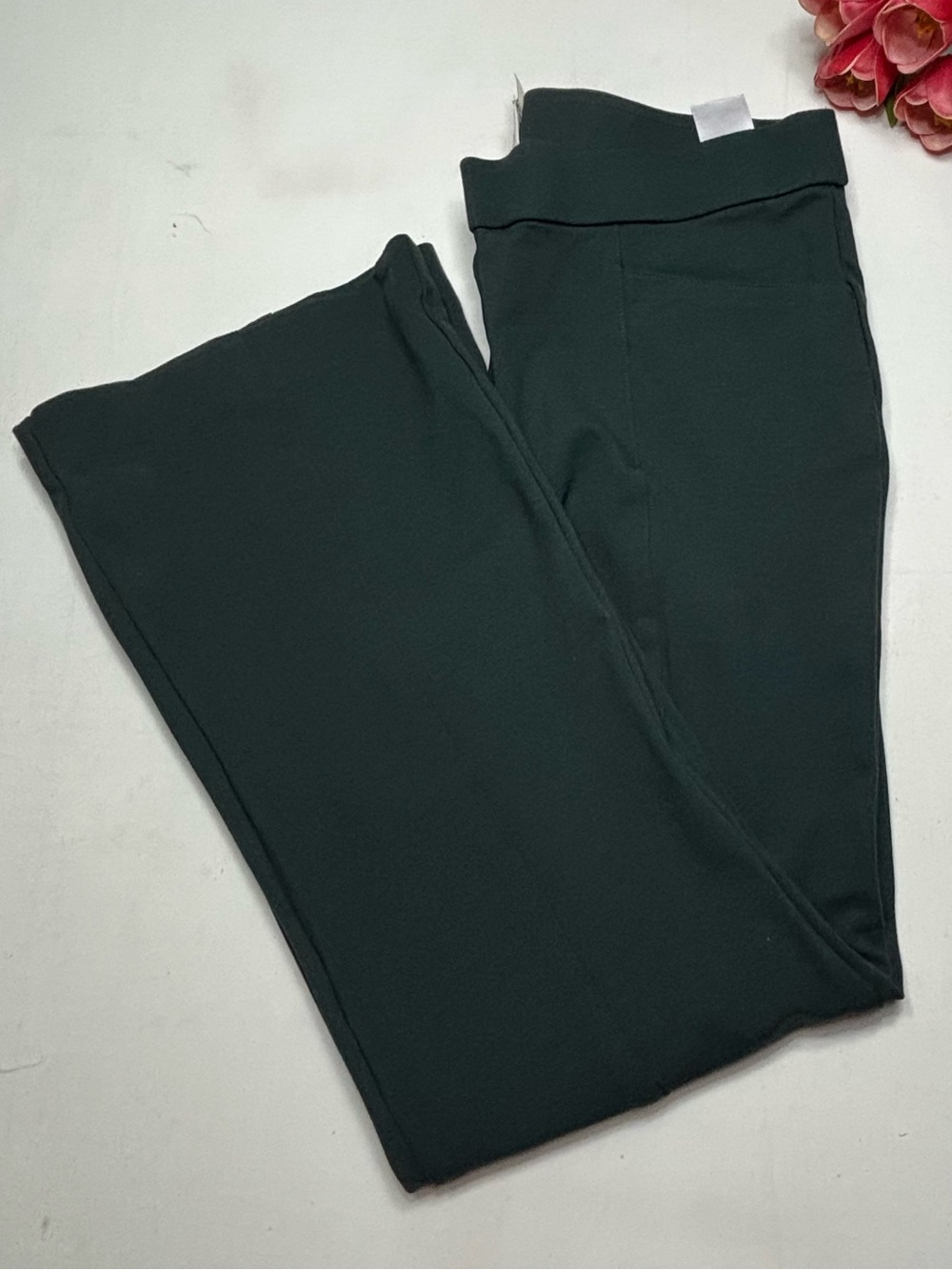 Anne Klein Dark Green Flare
Wide Leg Pants Pull On Stretch
Knit